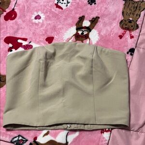 Song of Style Taupe and Beige Strapless Top